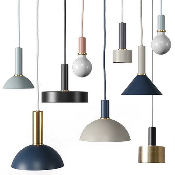 Подвесной светильник Ferm Living Socket Pendant High  Черный Латунь Голубой пастельный Темно-синий Белый Дымчатая Роза в Нижнем Новгороде | Loft Concept 