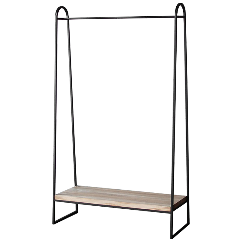 Рейл Amba Industrial Metal Rust Clothes Rail Черный Светлый дуб в Нижнем Новгороде | Loft Concept 