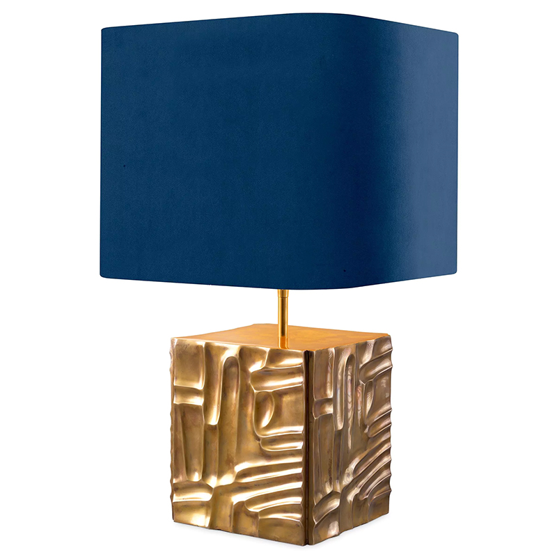 Настольная лампа Eichholtz Table Lamp Oregon Blue Velvet Синий Латунь в Нижнем Новгороде | Loft Concept 