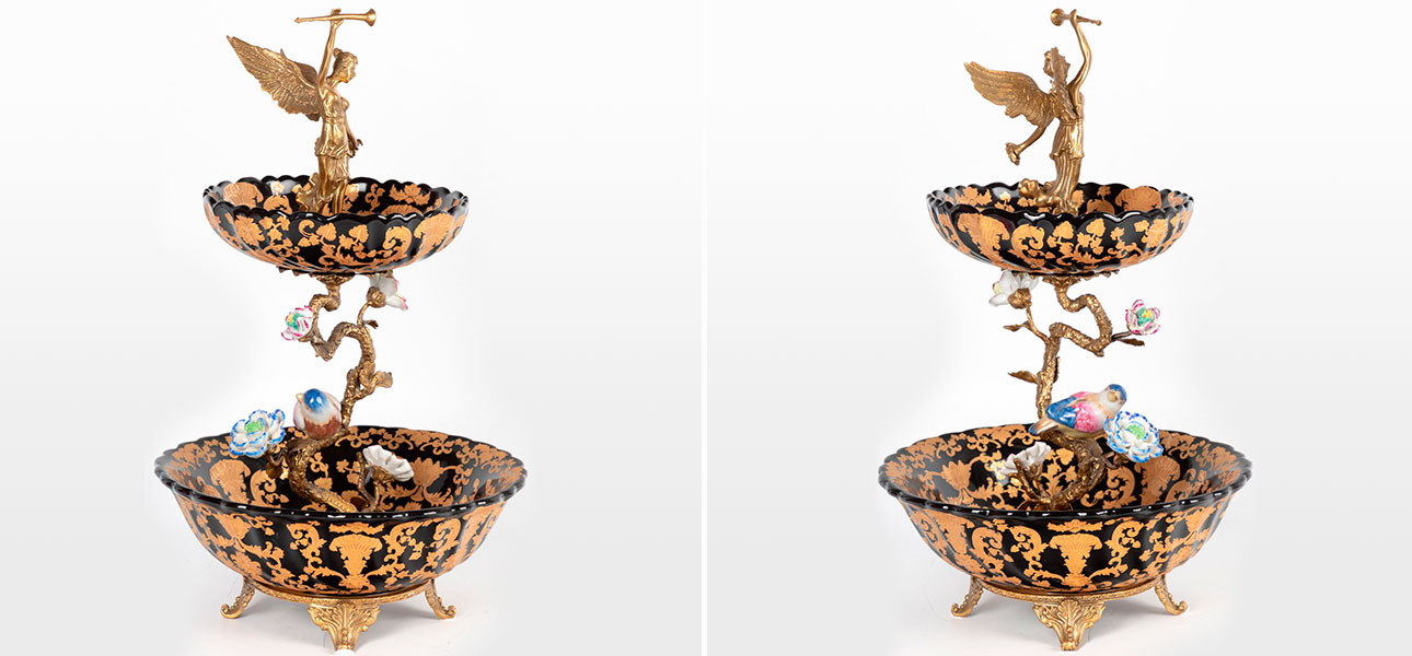 Чаша фарфоровая два яруса Rose - фото