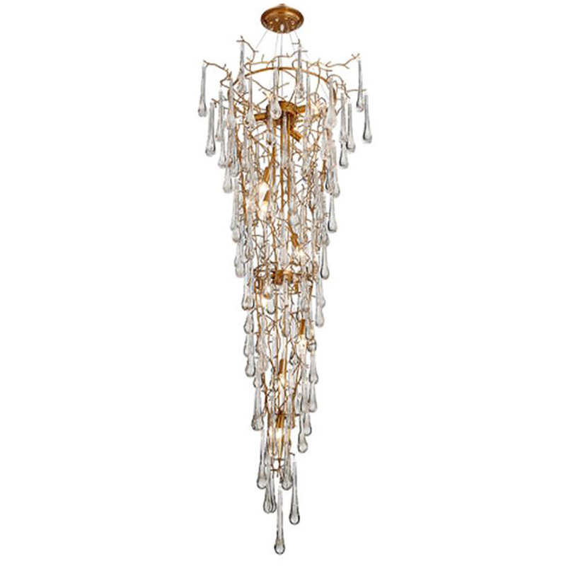 Люстра Waterfall Chandelier Crystal Drops Золотой Прозрачный в Нижнем Новгороде | Loft Concept 