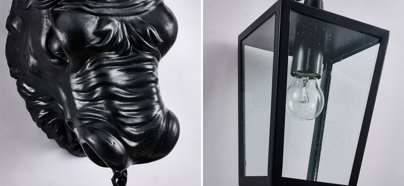 Черный уличный светильник с головой бизона ANIMAL LANTERN - фото