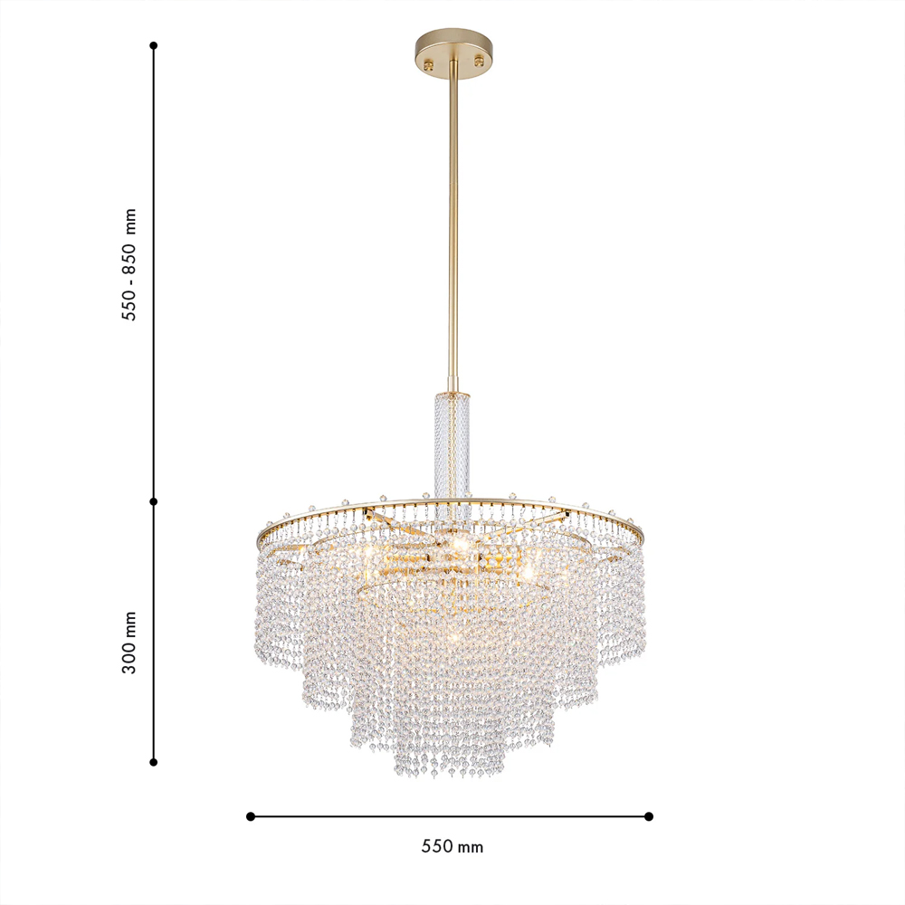 Люстра многоярусная с каскадами кристаллов Crystal Rains в Нижнем Новгороде