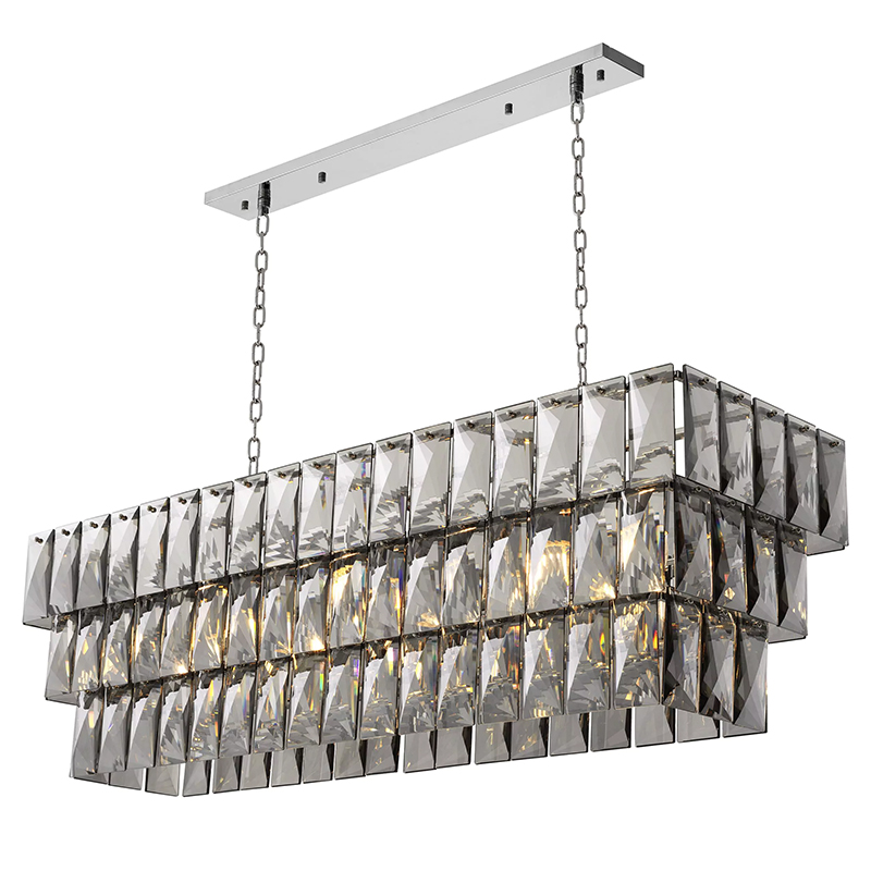 Люстра Eichholtz Chandelier Amazone Rectangular Nickel Никель Стекло Смок в Нижнем Новгороде | Loft Concept 