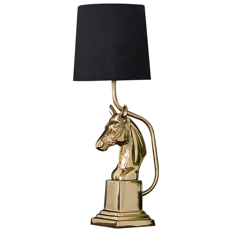 Настольная лампа с абажуром Lampshade Horse Sculpture Gold Черный Глянцевое золото в Нижнем Новгороде | Loft Concept 