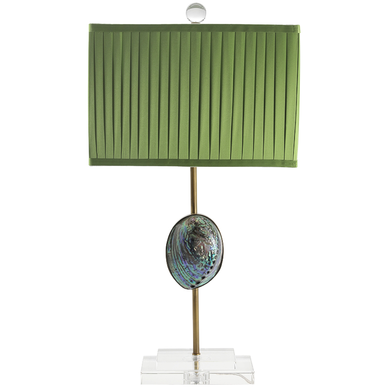 Настольная лампа с абажуром Green Semiprecious Stone Table Lamp Зеленый Прозрачное Стекло Латунь Перламутровый в Нижнем Новгороде | Loft Concept 