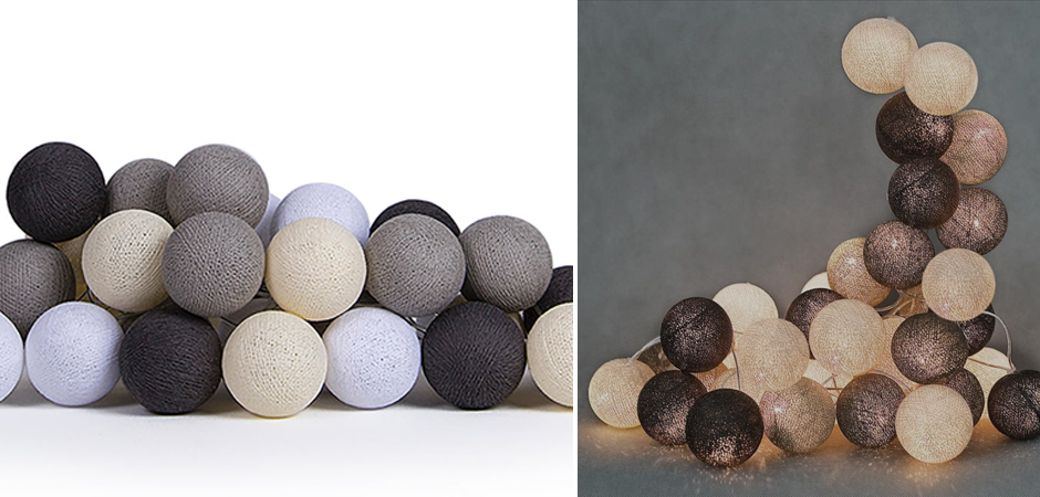 Гирлянда хлопковые фонарики Сotton Ball Taupe - Loft-Concept в Нижнем Новгороде