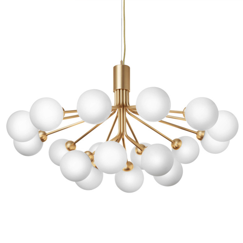 Люстра Berries Chandelier White Balloons Gold 18 Золотой Белое матовое стекло в Нижнем Новгороде | Loft Concept 