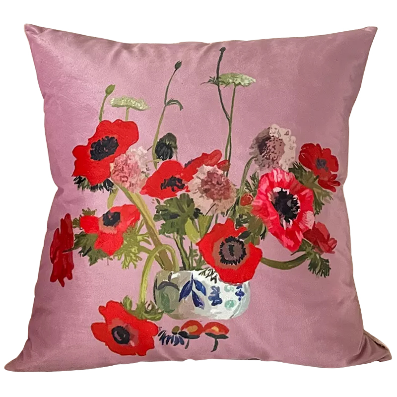 Декоративная подушка Red Poppy Flowers Pillow Розовый Красный Мульти в Нижнем Новгороде | Loft Concept 