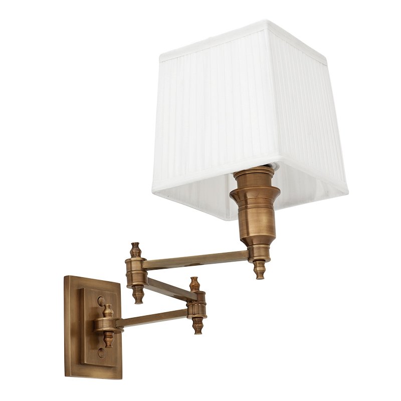 Бра Wall Lamp Lexington Swing Brass+White Латунь Античная полированная Белый в Нижнем Новгороде | Loft Concept 