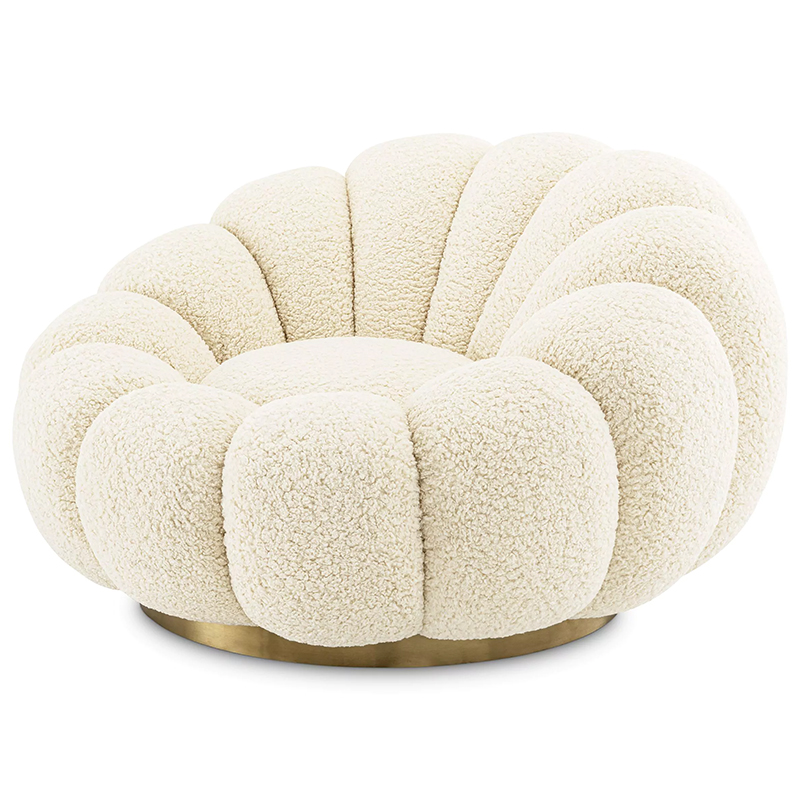 Кресло Eichholtz Swivel Chair Mello Faux Shearling Молочный Латунь в Нижнем Новгороде | Loft Concept 