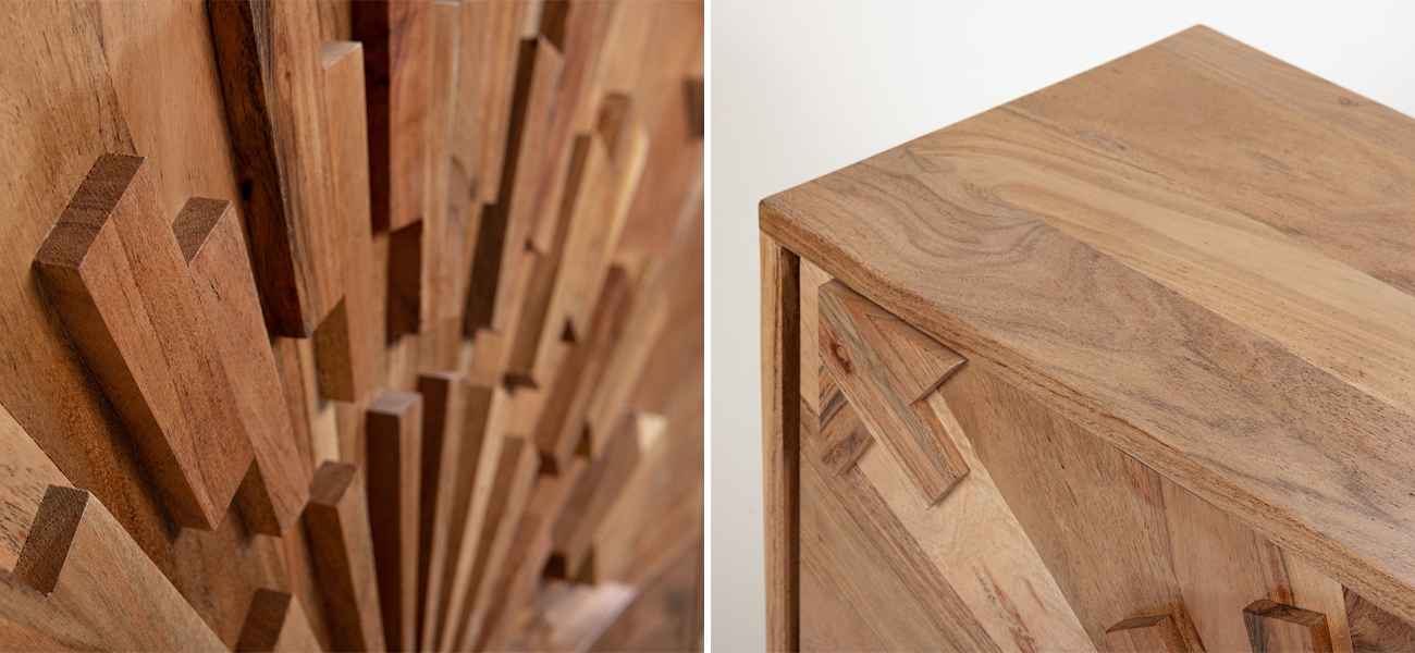 Комод из массива манго с фактурным фасадом Timelapse - фото №1
