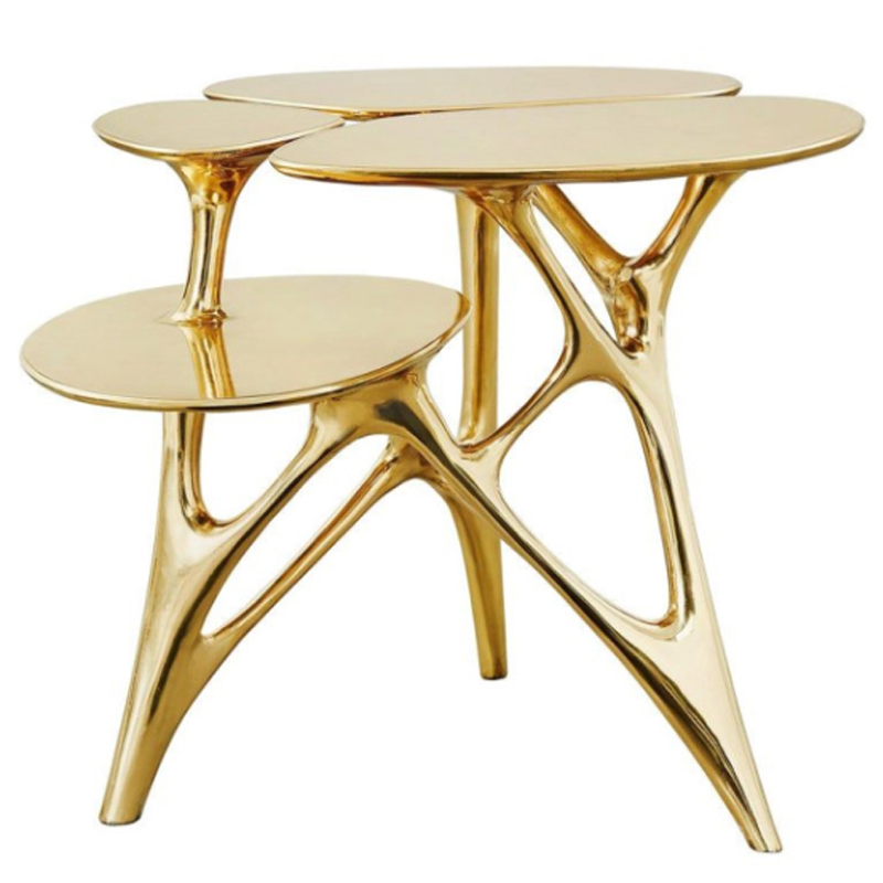 Дизайнерский приставной столик Lotus Small Side Table or End Table Brass by Zhipeng Tan Золотой в Нижнем Новгороде | Loft Concept 