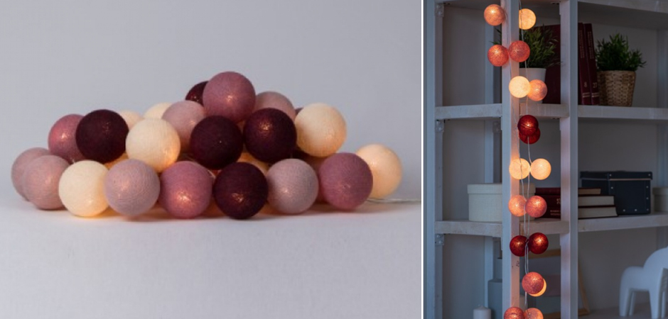 Гирлянда хлопковые фонарики Сotton Ball Rosegarden - Loft-Concept в Нижнем Новгороде