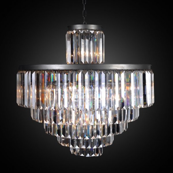 Люстра RH 1920s Odeon Clear Glass Fringe Chandelier - 6 rings Черный в Нижнем Новгороде | Loft Concept 