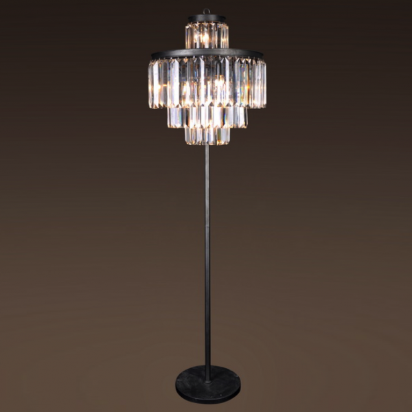 Торшер RH 1920S Odeon Clear Glass Floor Lamp 4 rings Черный Прозрачный в Нижнем Новгороде | Loft Concept 