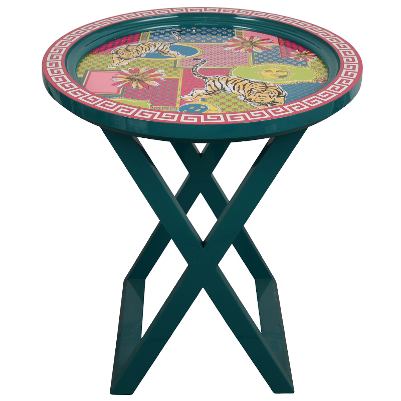 Приставной стол Tigers Painted Round Countertop Side Table Изумрудный Мульти в Нижнем Новгороде | Loft Concept 