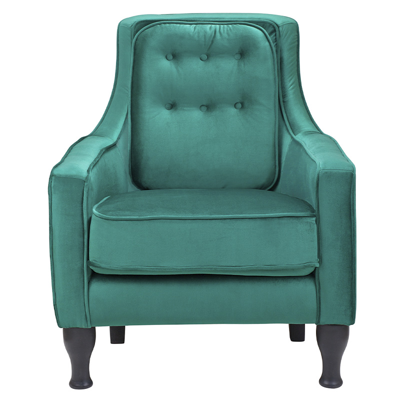 Кресло с мягкой обивкой из велюра на 4-х ножках из массива березы Scarlett Armchair green Изумрудный Черный в Нижнем Новгороде | Loft Concept 