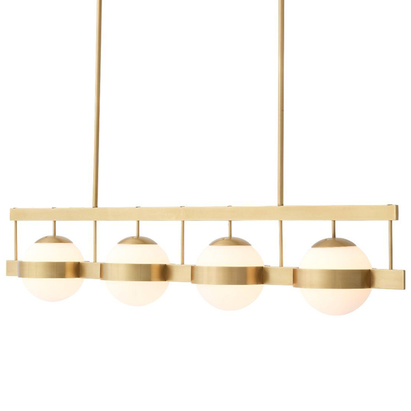 Люстра Eichholtz Chandelier Biba Brass Латунь Античная полированная Белое матовое стекло в Нижнем Новгороде | Loft Concept 