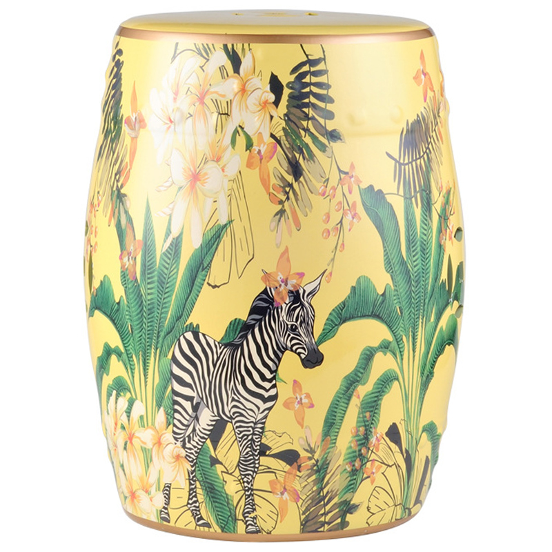 Керамический табурет Zebra Tropical Animal Ceramic Stool Yellow Желтый Черно-белый Зеленый в Нижнем Новгороде | Loft Concept 