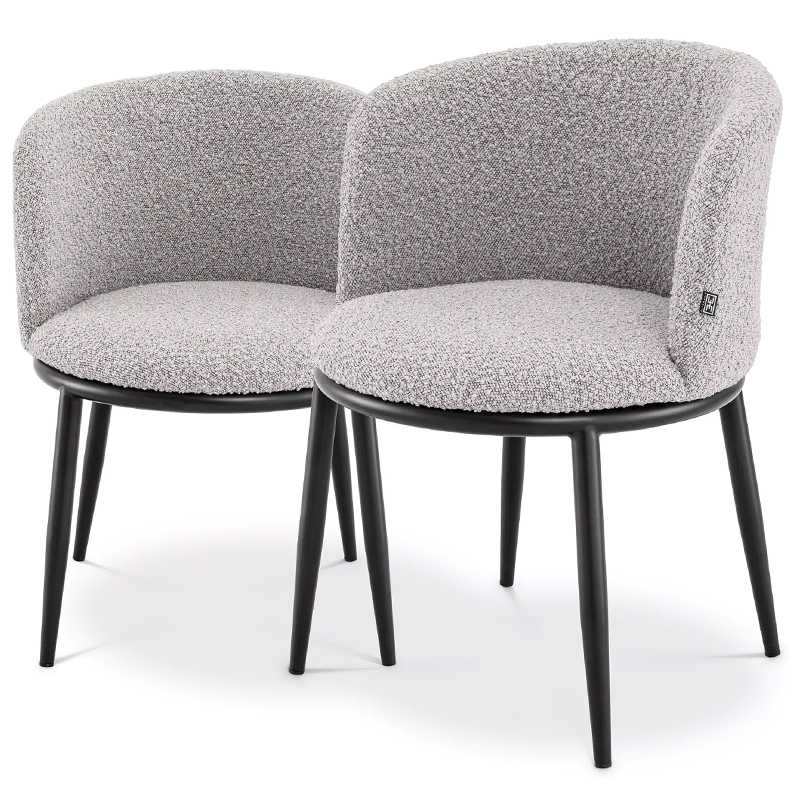 Комплект из двух стульев Eichholtz Dining Chair Filmore Set of 2 Boucle Grey Серый Черный в Нижнем Новгороде | Loft Concept 