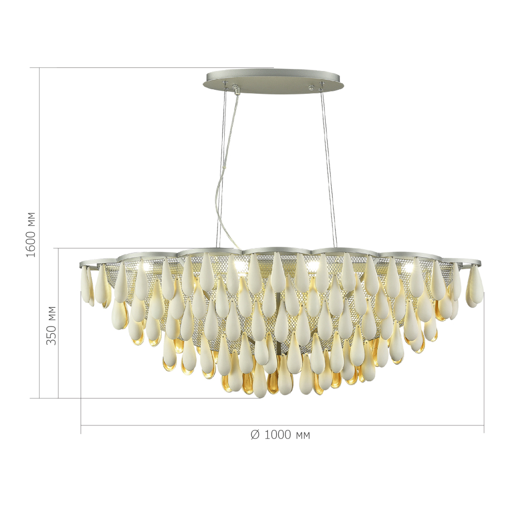 Люстра с подвесками в форме капель на серебристом каркасе Raindrop в Нижнем Новгороде