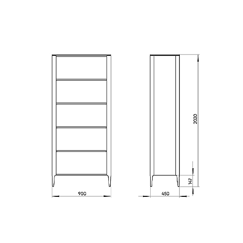 Стеллаж прямой темно-серый с открытыми полками Type  в Нижнем Новгороде