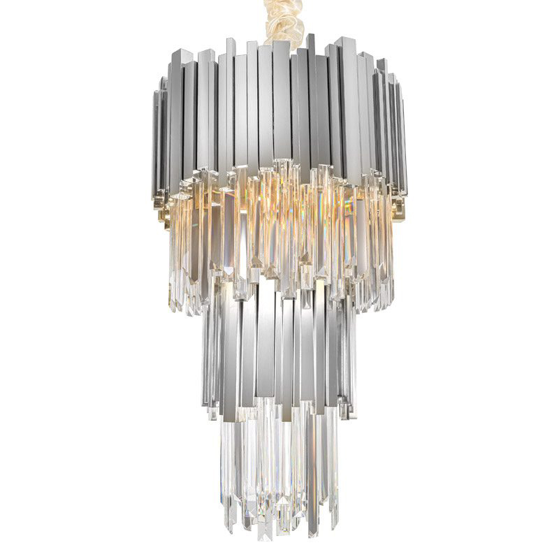 Люстра многоярусная Luxxu Modern Cascade Chandelier Silver Metal Glass 35 Прозрачное Стекло Серебряный в Нижнем Новгороде | Loft Concept 