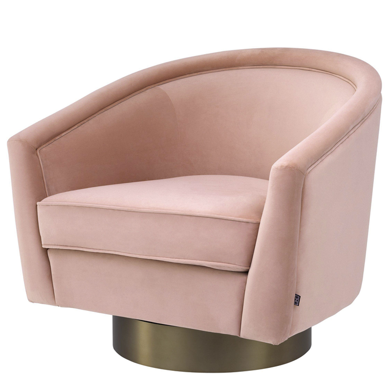 Кресло Eichholtz Swivel Chair Catene nude Розовый пастельный матовое золото в Нижнем Новгороде | Loft Concept 