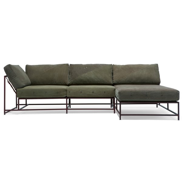 Угловой диван Olive Military Fabric Sectional sofa  Оливковый в Нижнем Новгороде | Loft Concept 