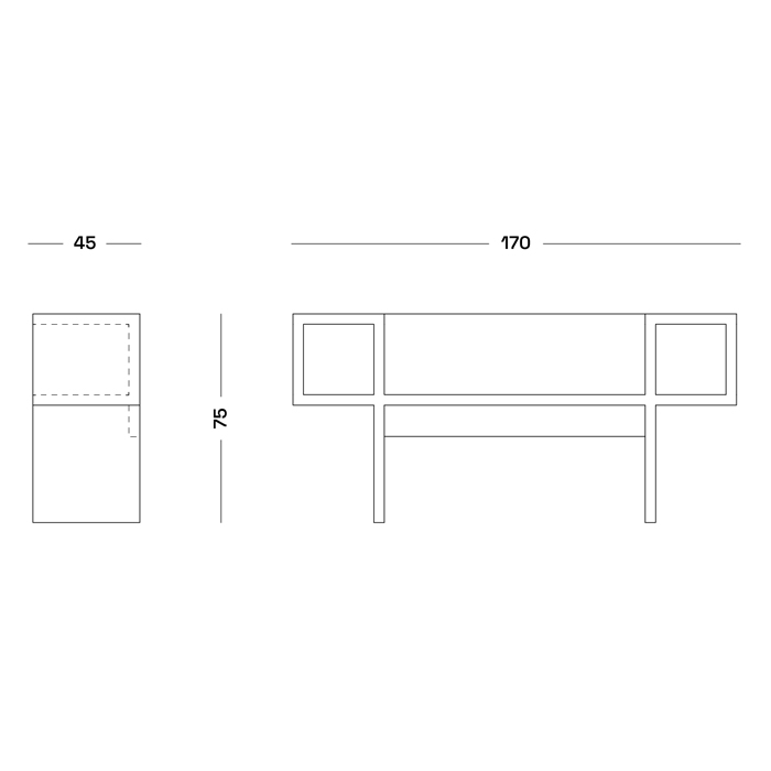 Дизайнерская скамейка Poltronova Canton  Beech and Black Bench в Нижнем Новгороде