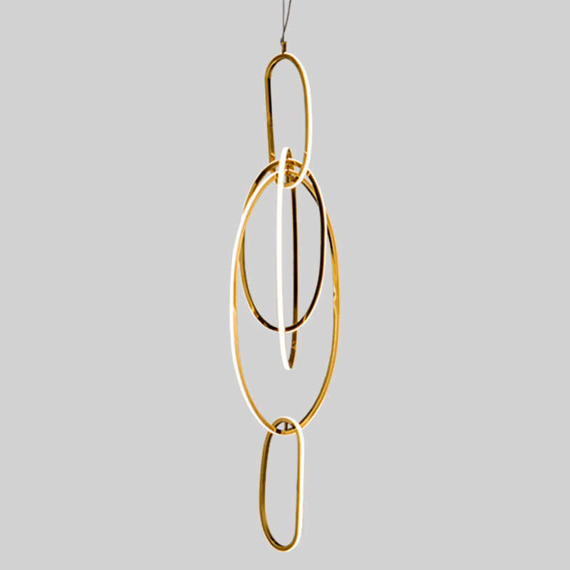 Люстра Vertical Gold Oval Rings Chandelier Золотой в Нижнем Новгороде | Loft Concept 