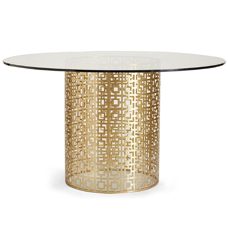 Обеденный стол Jonathan Adler Nixon Dining Table столешница Стекло Золотой Прозрачный в Нижнем Новгороде | Loft Concept 