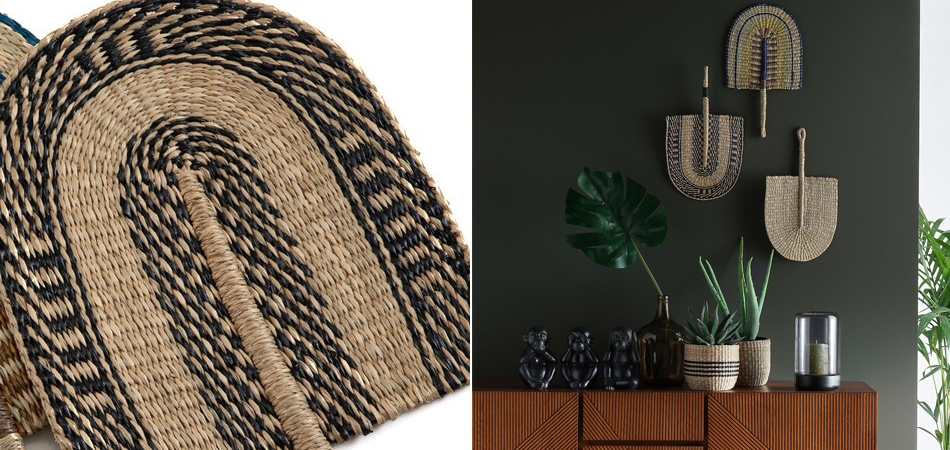 Африканский плетеный веер S-1 - фото №1