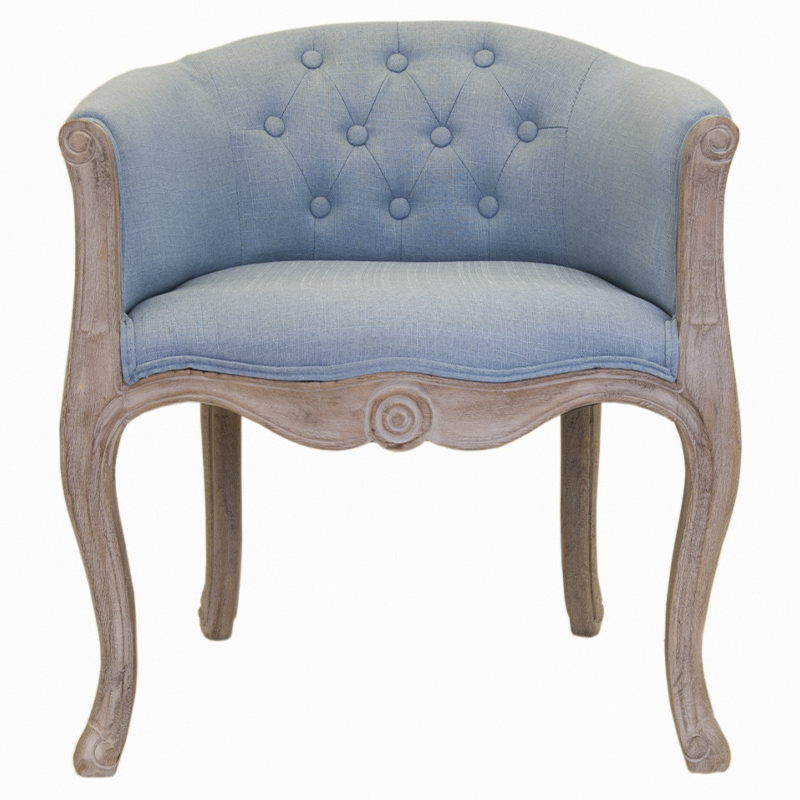 Кресло низкое в стиле прованс Louis French Armchair light blue flax Светло-голубой Бежево-серый в Нижнем Новгороде | Loft Concept 