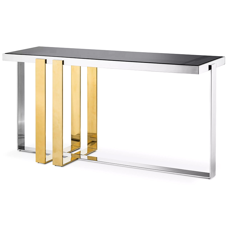 Консоль Eichholtz Console Table Belgo Золотой Серебряный Стекло Смок в Нижнем Новгороде | Loft Concept 