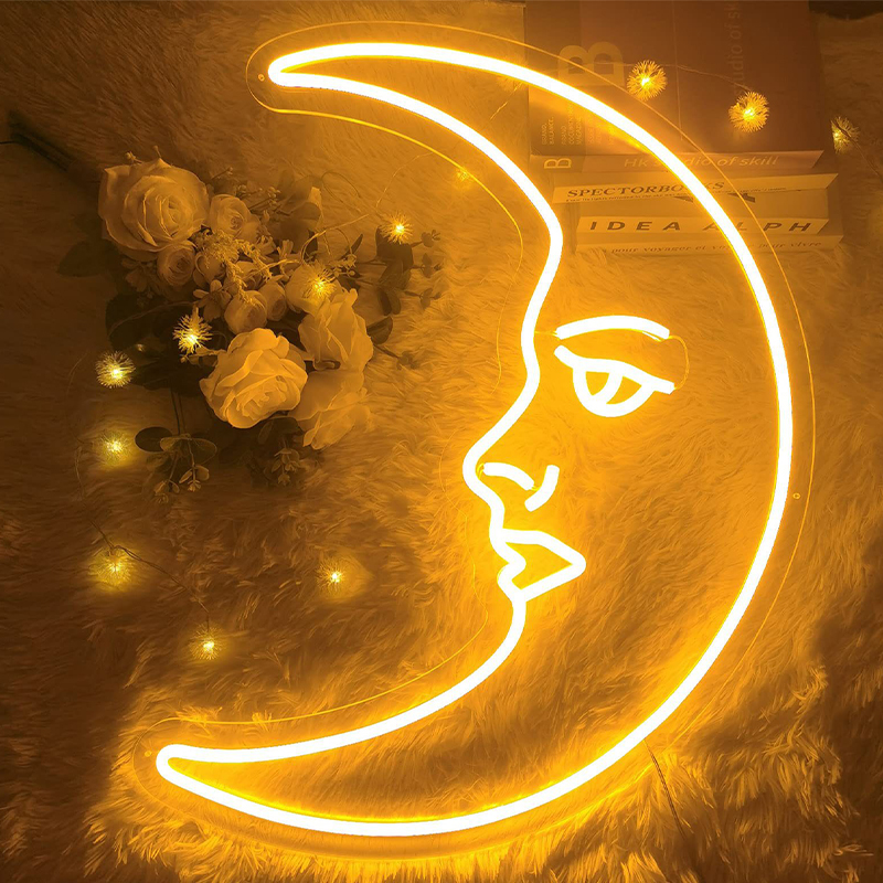 Неоновая настенная лампа Crescent Moon Neon Wall Lamp Прозрачный Желтый в Нижнем Новгороде | Loft Concept 