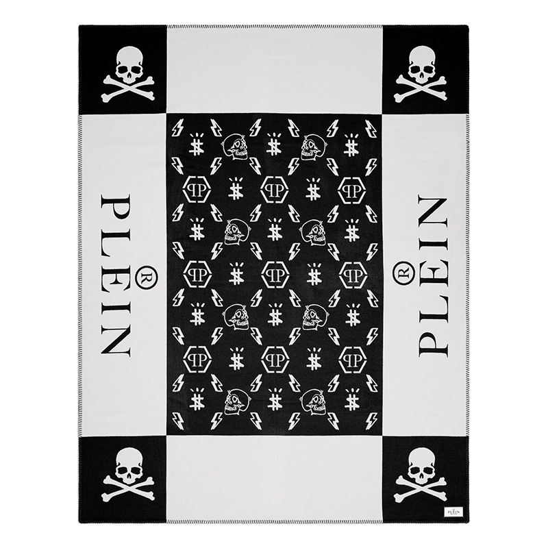 Плед Philipp Plein Plaid Cashmere Skull Черно-белый в Нижнем Новгороде | Loft Concept 