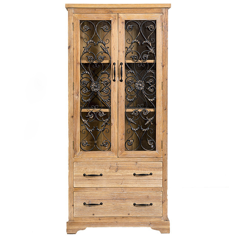 Шкаф Filibert Provence Wood Cabinet Коричневый Черный Прозрачное Стекло Древесина в Нижнем Новгороде | Loft Concept 