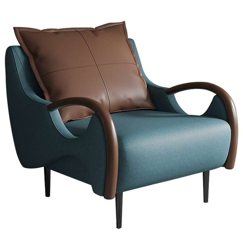 Кресло Oliwier Blue Armchair Синий Коричневый в Нижнем Новгороде | Loft Concept 