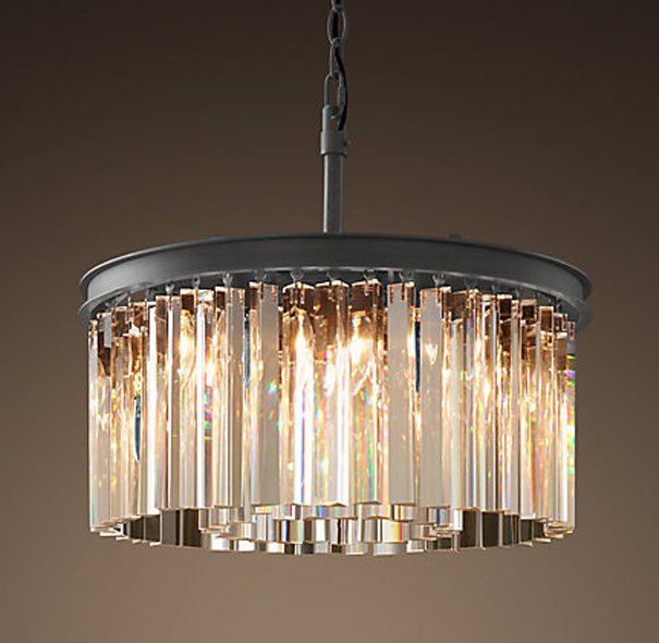 Люстра RH Rhys Clear Glass Prism Round Chandelier 40 Черный в Нижнем Новгороде | Loft Concept 