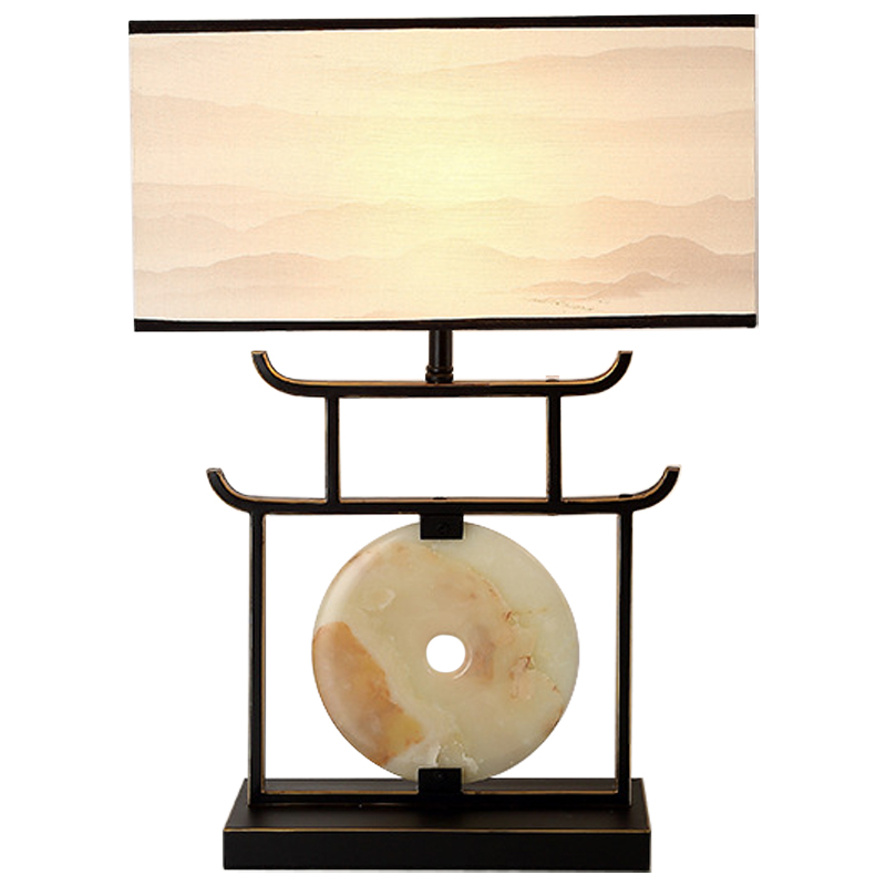 Настольная лампа с абажуром Chinese Style Modern Table Lamp Черный Бежевый Золотой в Нижнем Новгороде | Loft Concept 