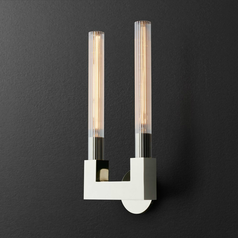 Бра RH CANNELLE wall lamp DOUBLE Sconces Chrome Хром Прозрачное Стекло в Нижнем Новгороде | Loft Concept 