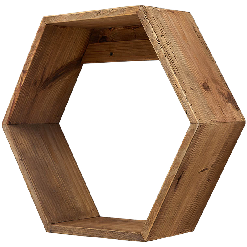 Деревянная полка в виде шестиугольника Wood Honeycomb Shelf Коричневый в Нижнем Новгороде | Loft Concept 