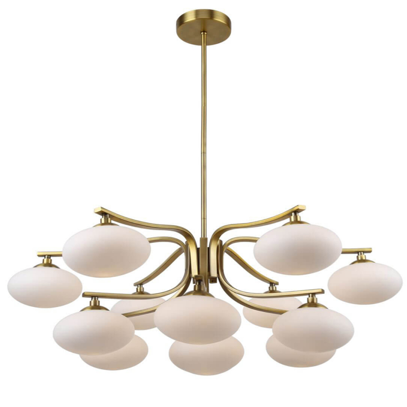 Oval Balls Mushrooms Chandelier 13 Brass Латунь Прозрачный белый в Нижнем Новгороде | Loft Concept 