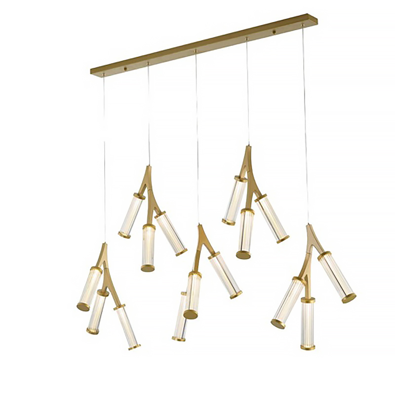 Люстра Cylinder Branches Chandelier Gold 15 Золотой Прозрачный в Нижнем Новгороде | Loft Concept 