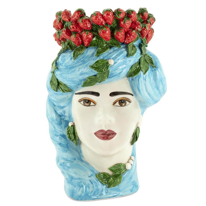 Ваза VASE STRAWBERRIES HEAD LADY BIG Blue Красный Голубой в Нижнем Новгороде | Loft Concept 