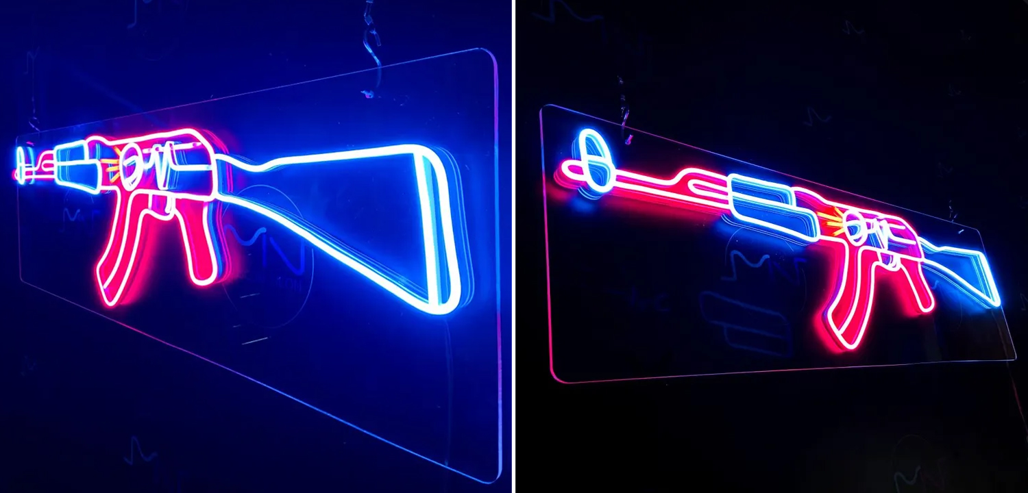 Неоновая настенная лампа Machine Gun Neon Wall Lamp - фото