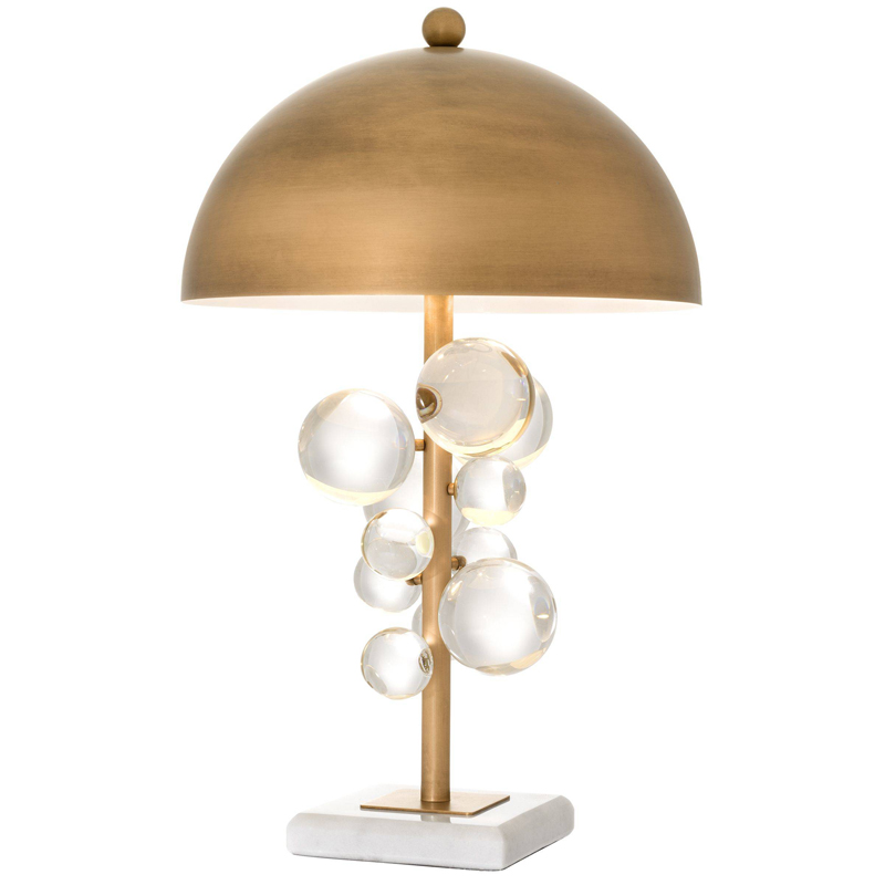 Настольная лампа Eichholtz Table Lamp Floral Латунь Античная полированная Прозрачное Стекло Белый в Нижнем Новгороде | Loft Concept 