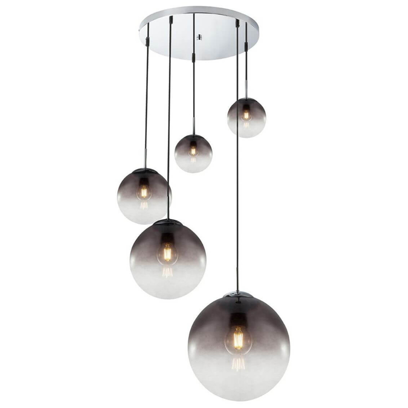 Люстра Ball Sunrise Pendant lamp smok 5 плафона Стекло Смок Хром в Нижнем Новгороде | Loft Concept 